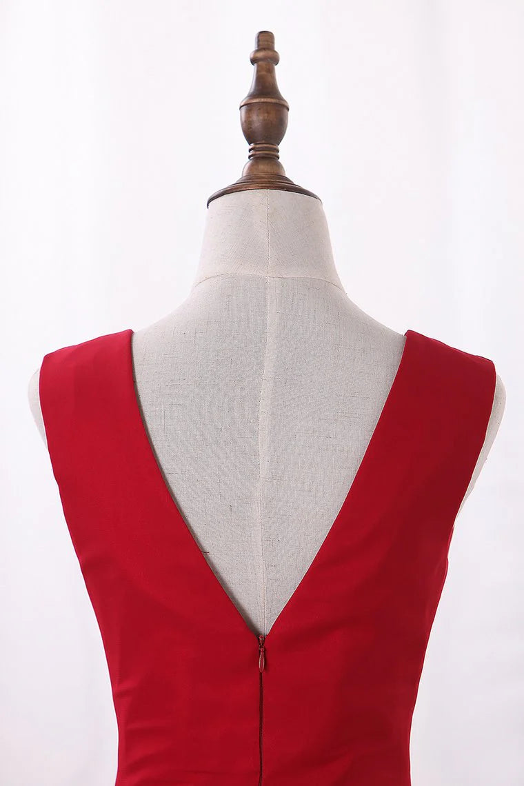 Party Dresses V Neck Chiffon With Slit A Line Sweep Train