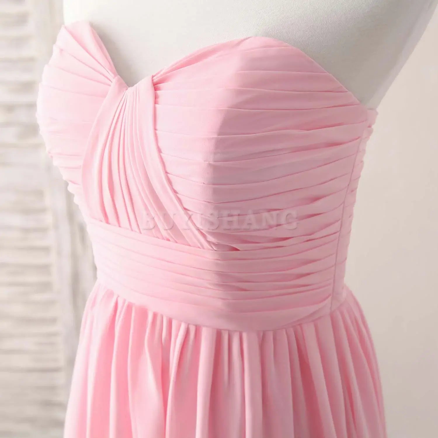 Buyishang Pink Sweetheart Neck Chiffon High Low Prom Dress Bridesmaid Dress Bridesmaid dress shop