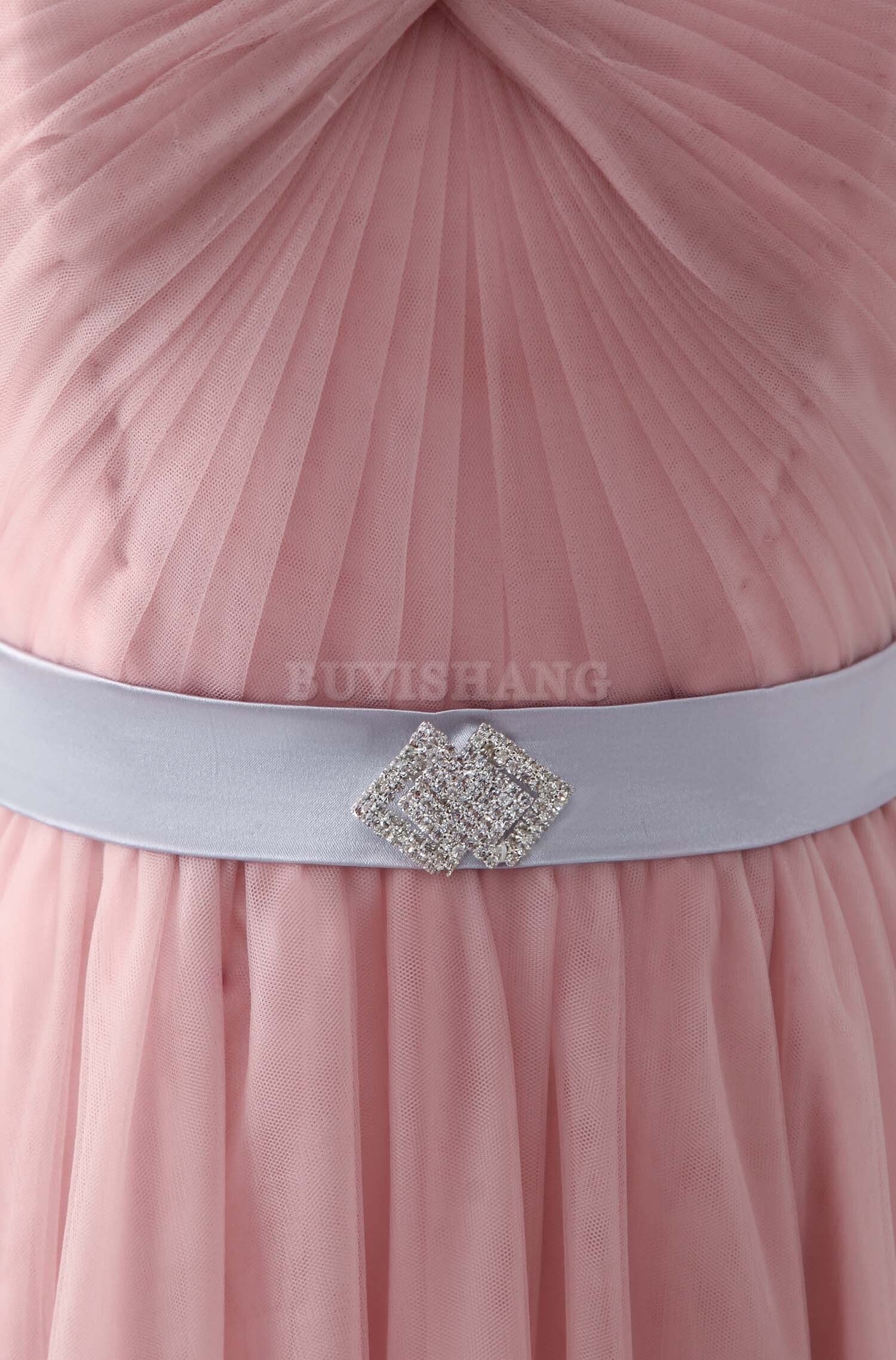 Buyishang Pink Sweetheart Neck Tulle Long Prom Dress Aline Pink Bridesmaid Dress Bridesmaid dress shop