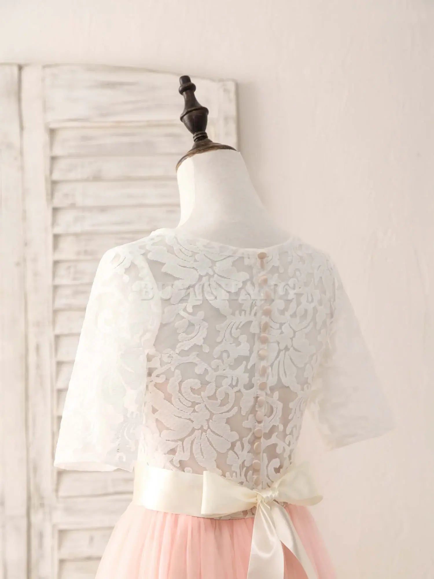 Buyishang Pink Tulle Lace Long Prom Dress Pink Bridesmaid Dress Bridesmaid dress shop