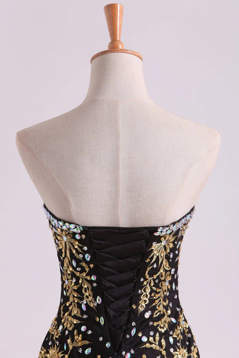 Sweetheart Party Dresses Mermaid/Trumpet Floor-Length With Applique & Beads