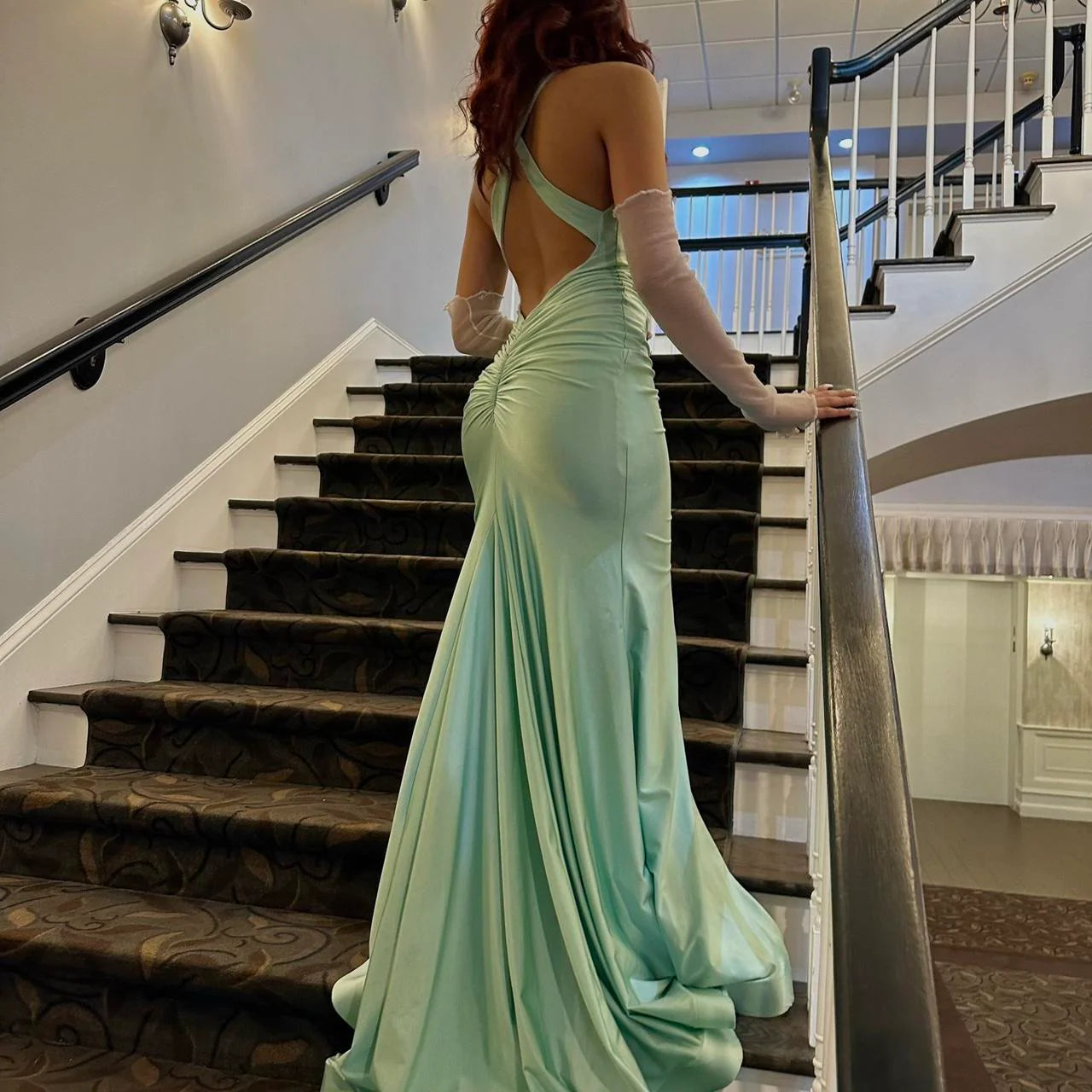 Buyishang Pretty Mermaid Halter Satin Prom Dress Evening Dress Formal Dress