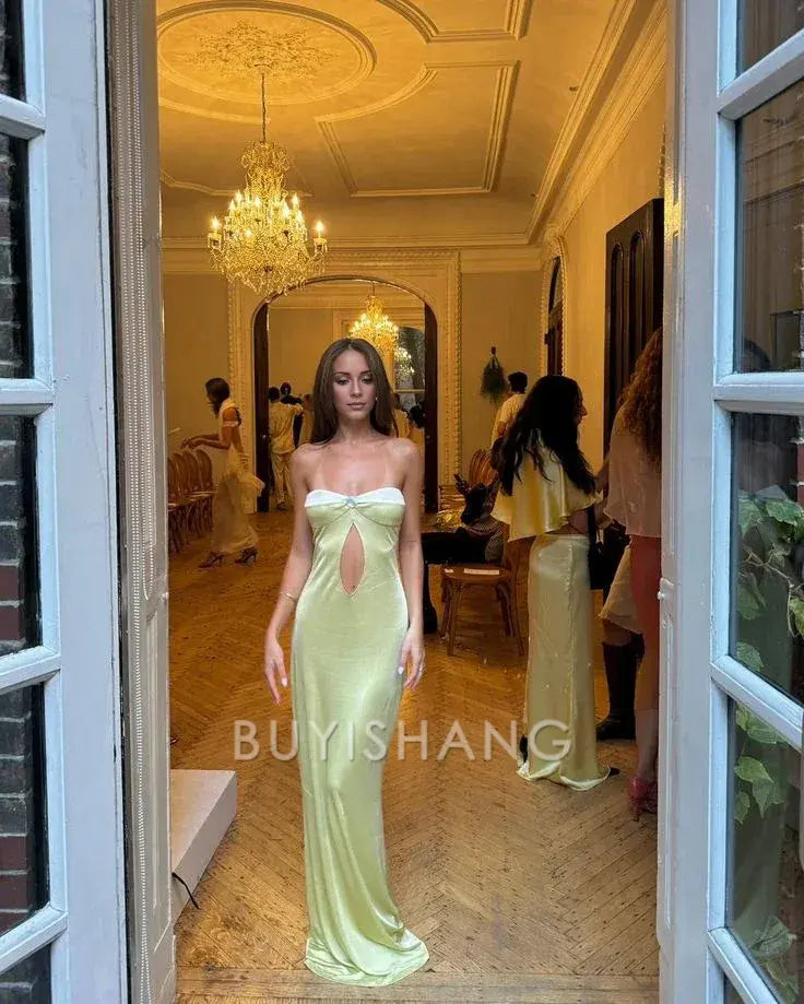 Buyishang Pretty Mermaid Sweetheart Long Yellow Prom Dress Evening Dress Formal Dress