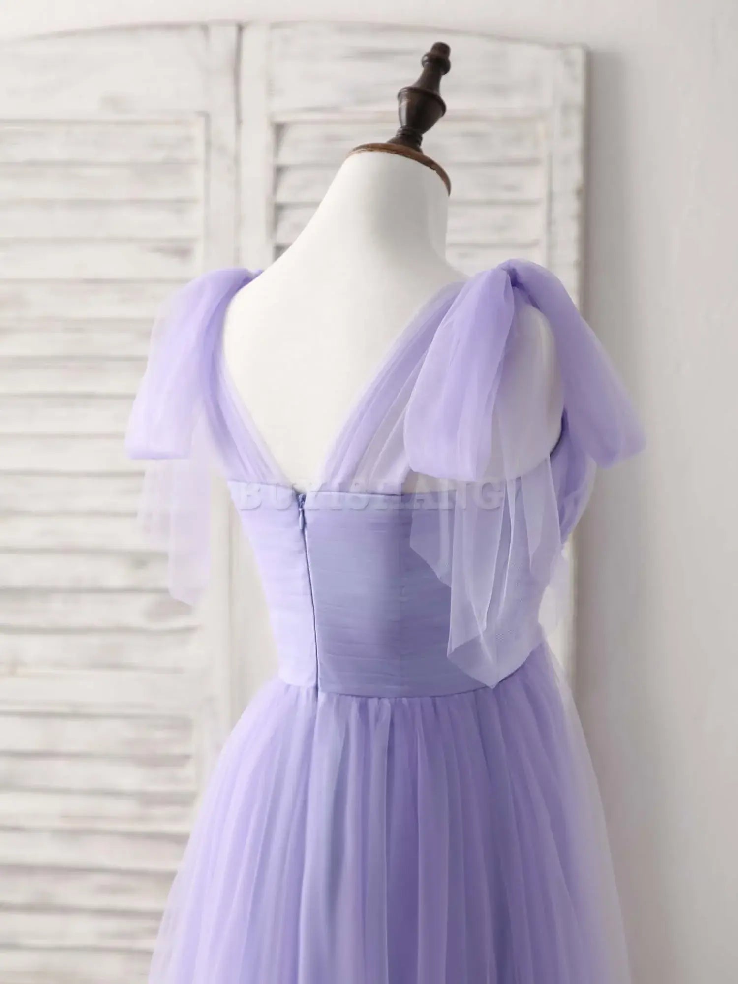 Buyishang Purple Sweetheart Neck Tulle Long Prom Dress Purple Bridesmaid Dress Bridesmaid dress shop