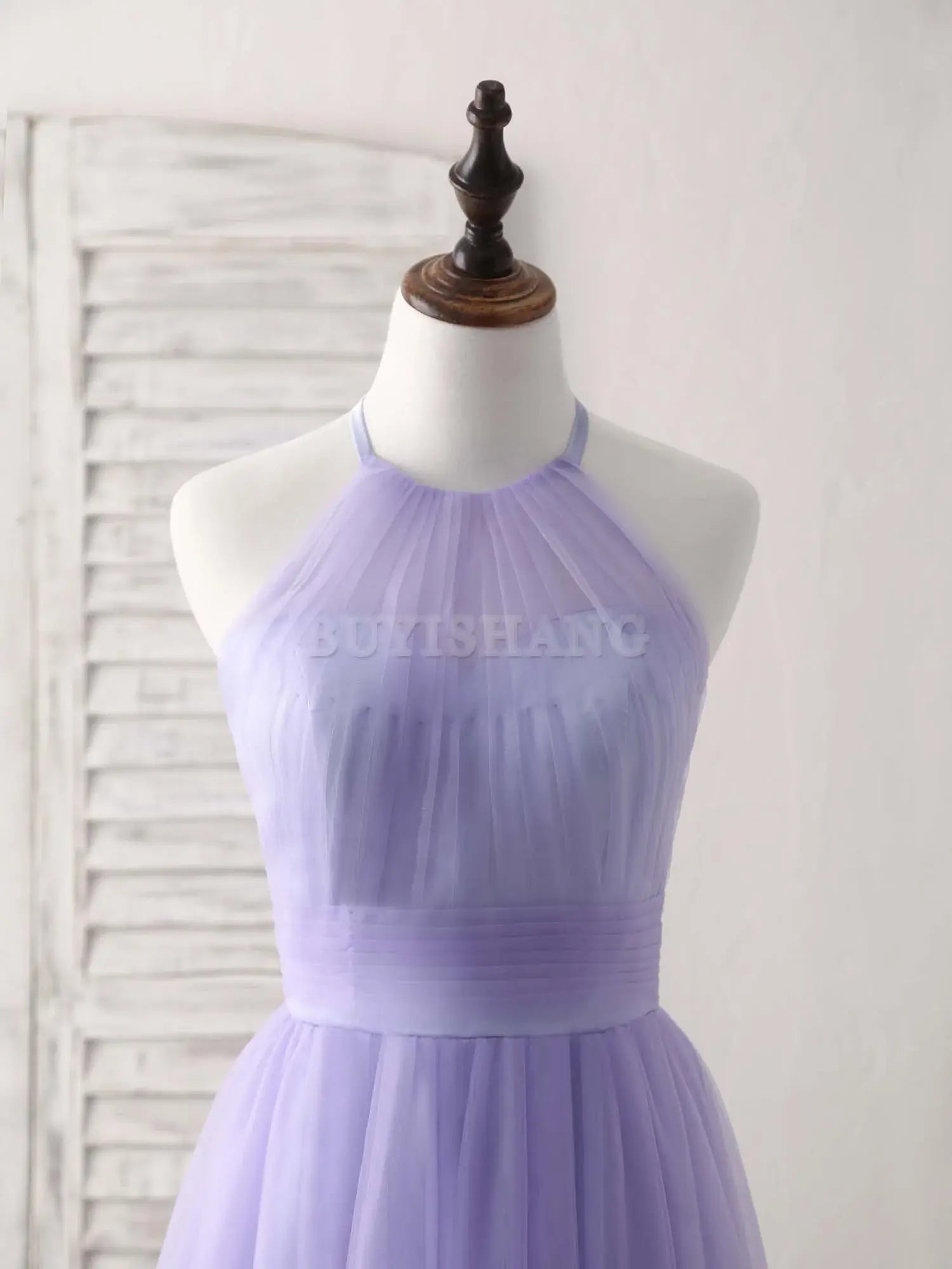 Buyishang Purple Tulle Short Prom Dress Simple Purple Homecoming Dress Bridesmaid dress shop