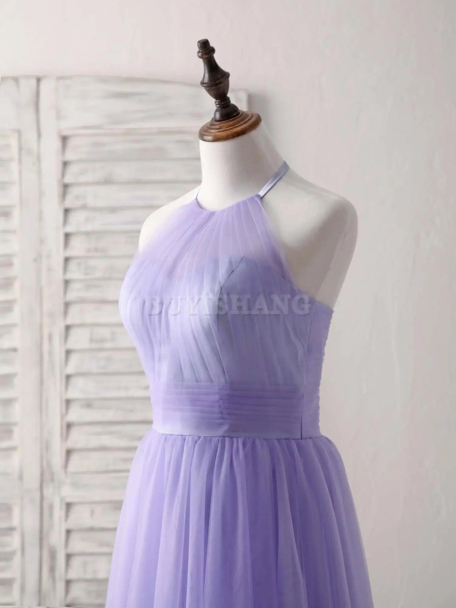 Buyishang Purple Tulle Short Prom Dress Simple Purple Homecoming Dress Bridesmaid dress shop
