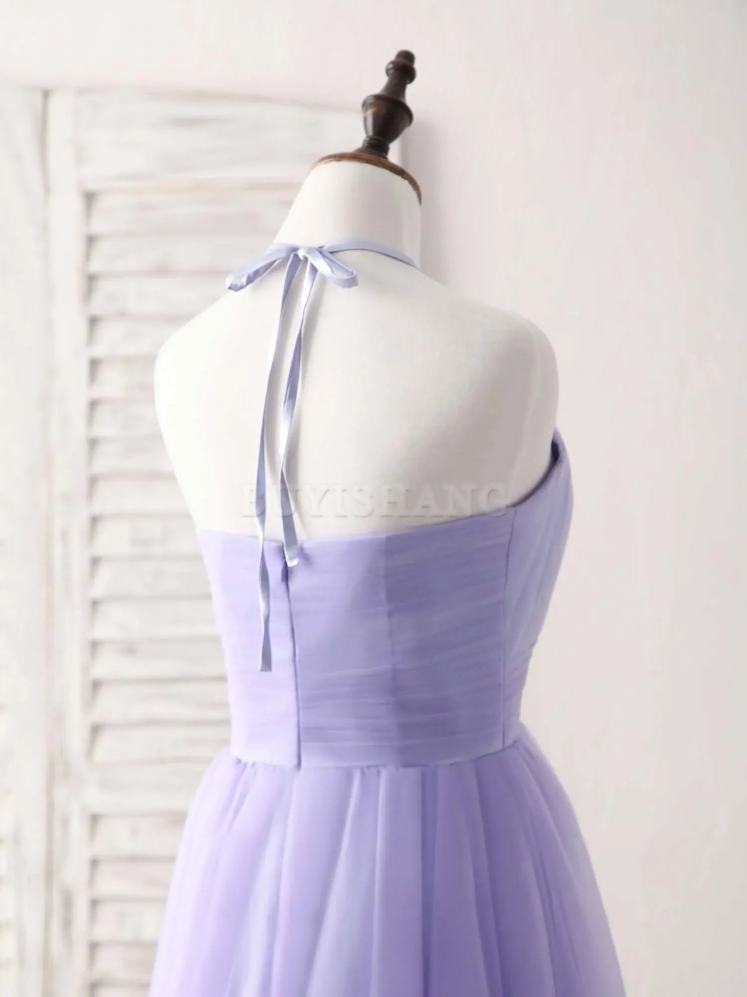 Buyishang Purple Tulle Short Prom Dress Simple Purple Homecoming Dress Bridesmaid dress shop