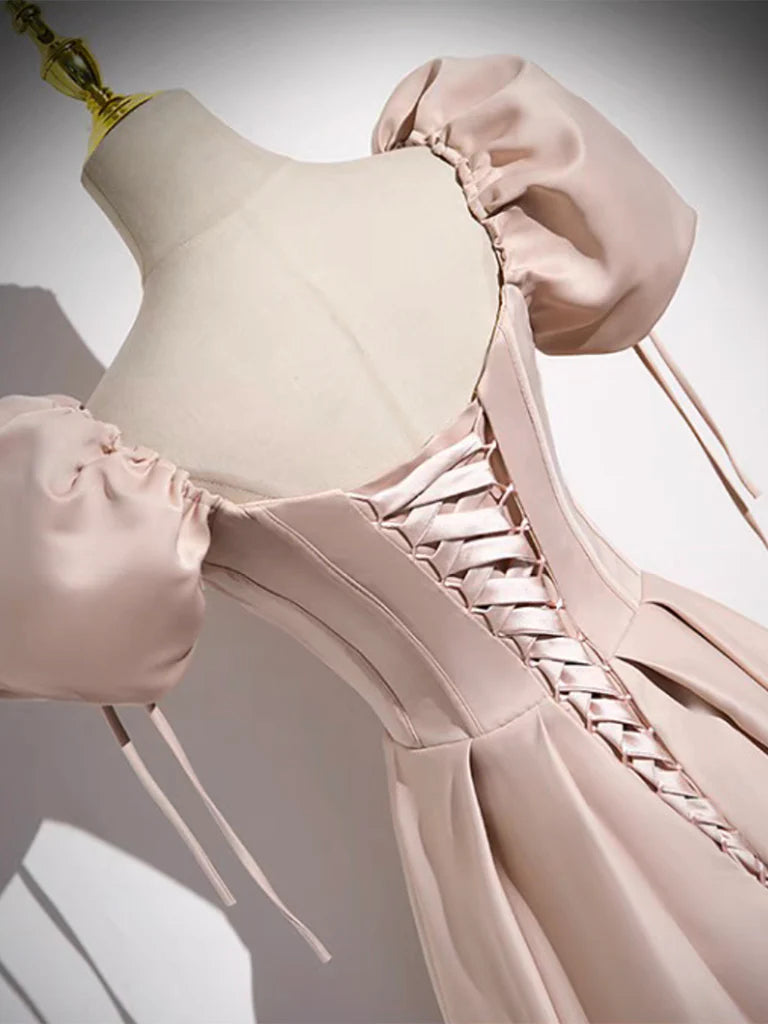 Buyishang Simple A-Line Satin Pink Long Prom Dress Pink Long Formal Dress