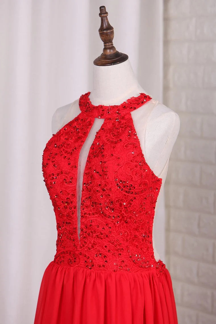 A Line Chiffon Scoop Floor Length Party Dresses With Applique And Beads