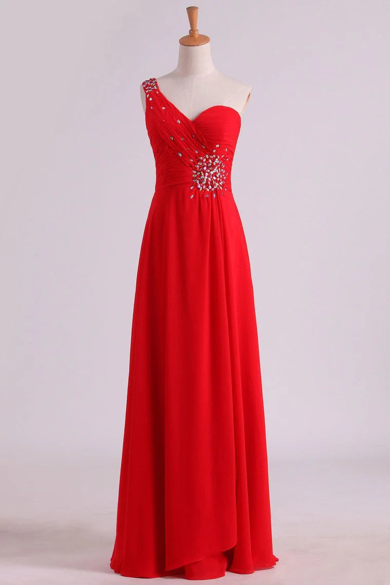 A Line Party Dresses Chiffon Floor Length With Beading And Ruffles