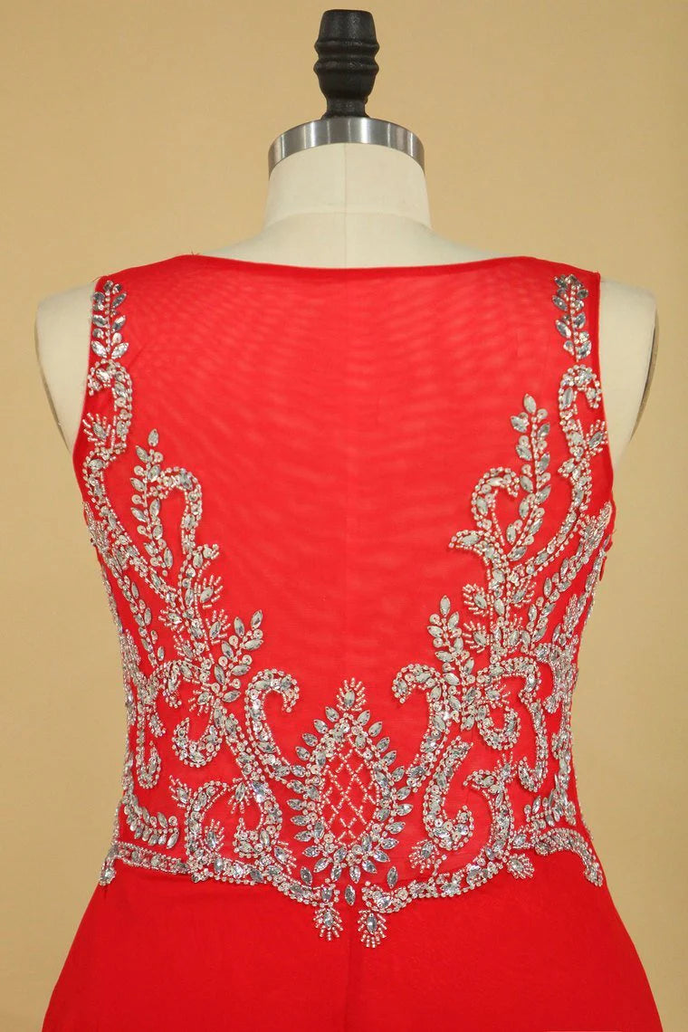 Plus Size V Neck Beaded Bodice Chiffon & Tulle A Line Party Dresses