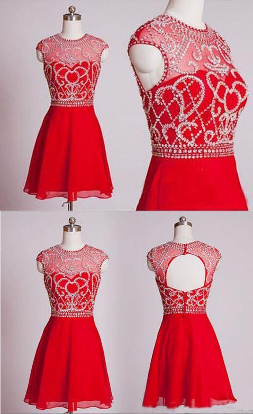 Red Short Party Dresses Cocktail Gown Party Dress Sparkle Prom Gown