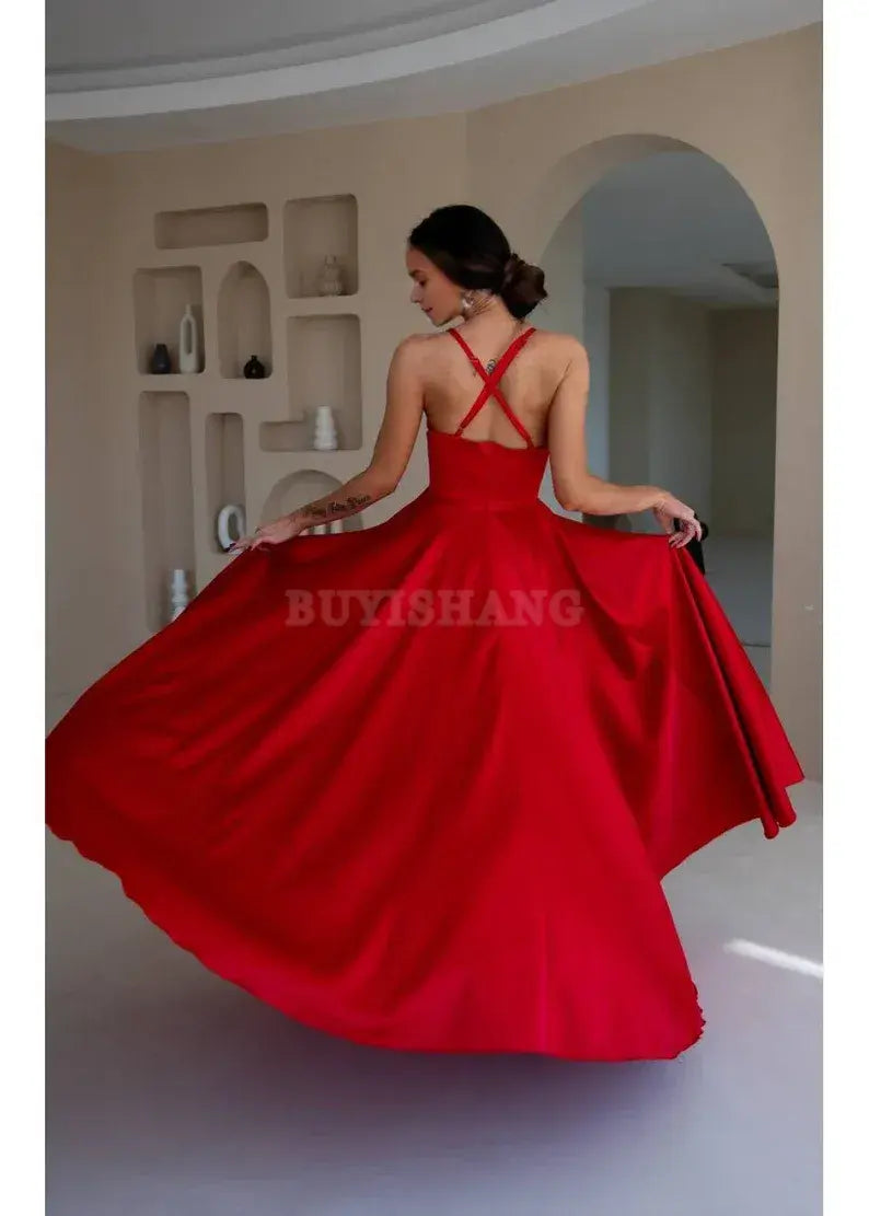 Buyishang Red Silk Dress With Slit Red Silk Long Dress Maxi Prom Dress Women Silk Maxi Dress Handmade Dress Silk Birthday Dress