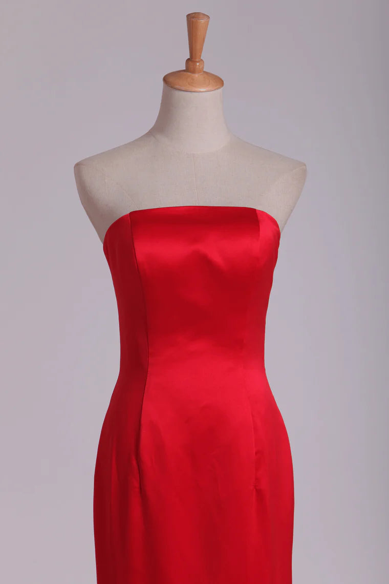 Satin Party Dresses Strapless Mermaid Floor Length