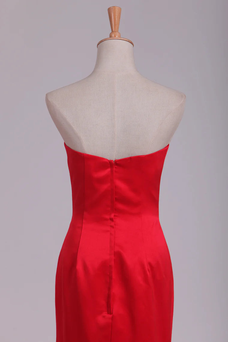 Satin Party Dresses Strapless Mermaid Floor Length