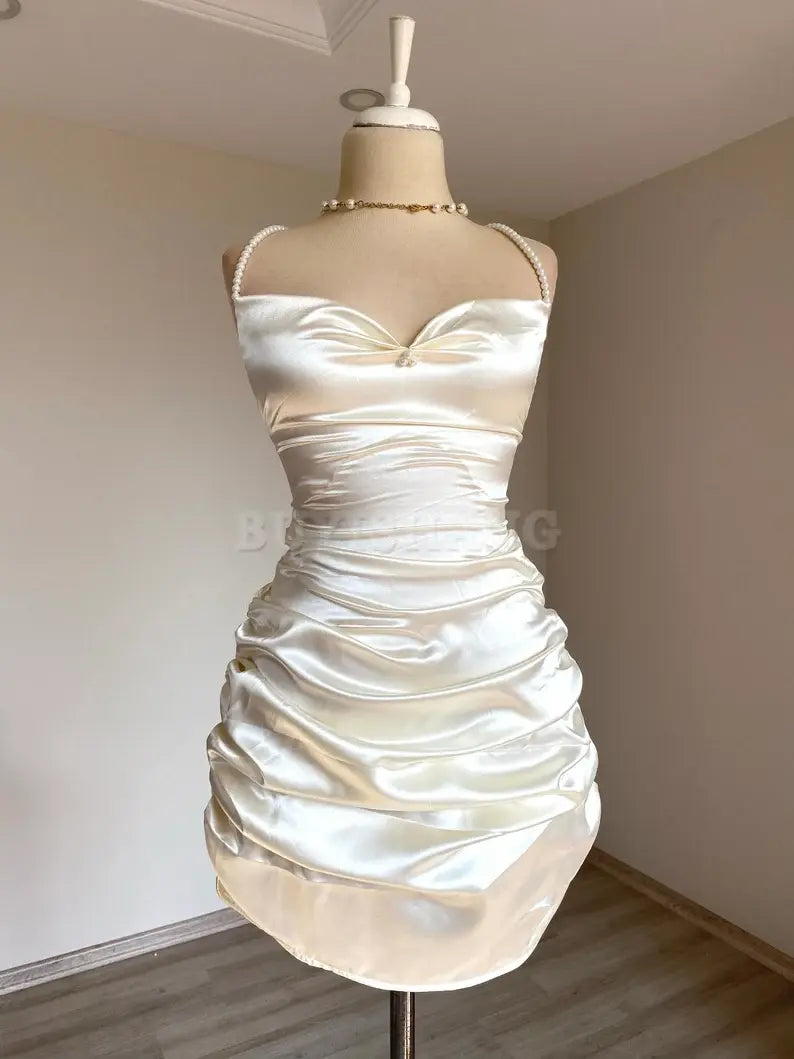 Buyishang Satin Dress Women's Satin Dresses Bridal Dresses After Party Bridesmaid Dresses Prom Dress