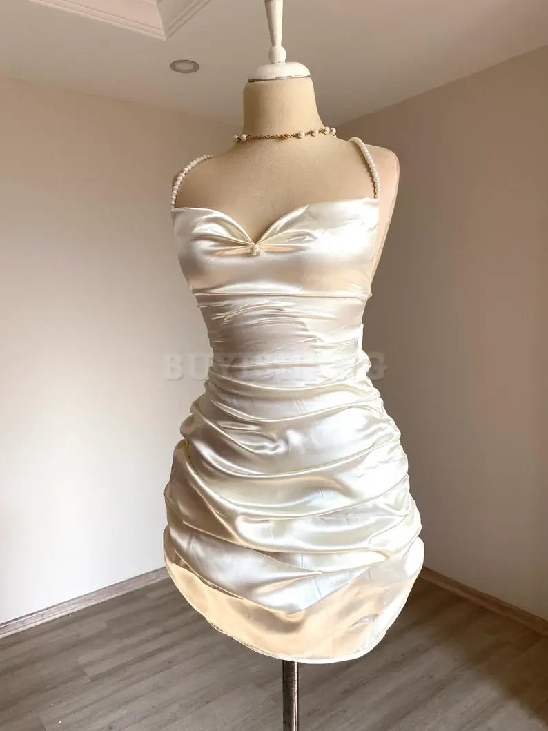 Buyishang Satin Dress Women's Satin Dresses Bridal Dresses After Party Bridesmaid Dresses Prom Dress