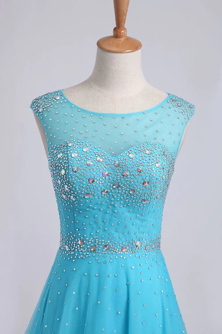 Scoop Backless A Line Floor Length Party Dress Splendid