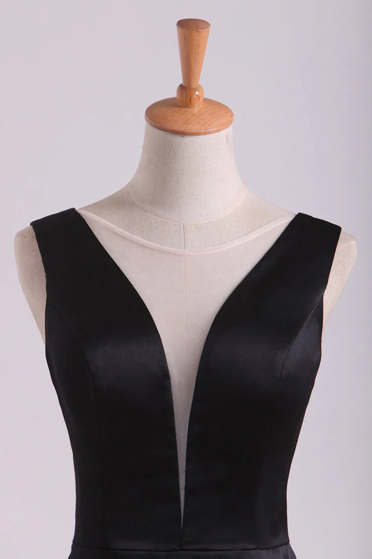 Scoop Floor Length Mermaid Zipper Up Satin Party Dresses