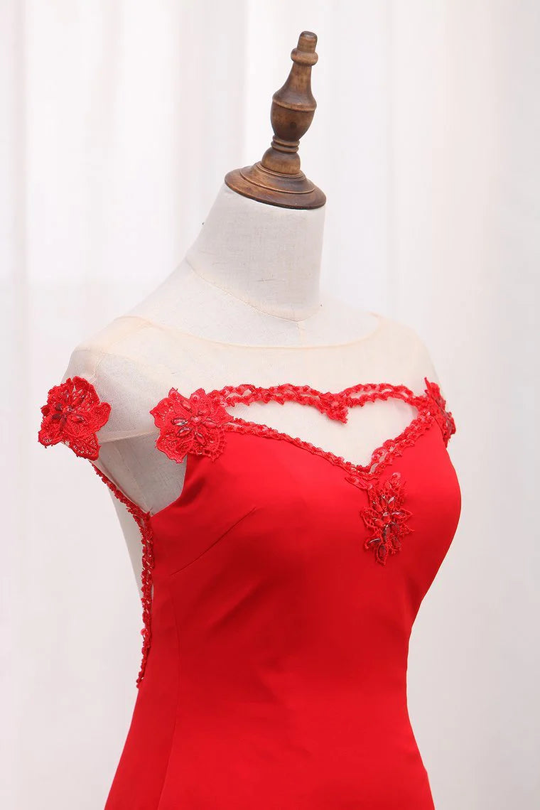 Mermaid Asymmetrical Party Dresses Satin With Beads Zipper Up