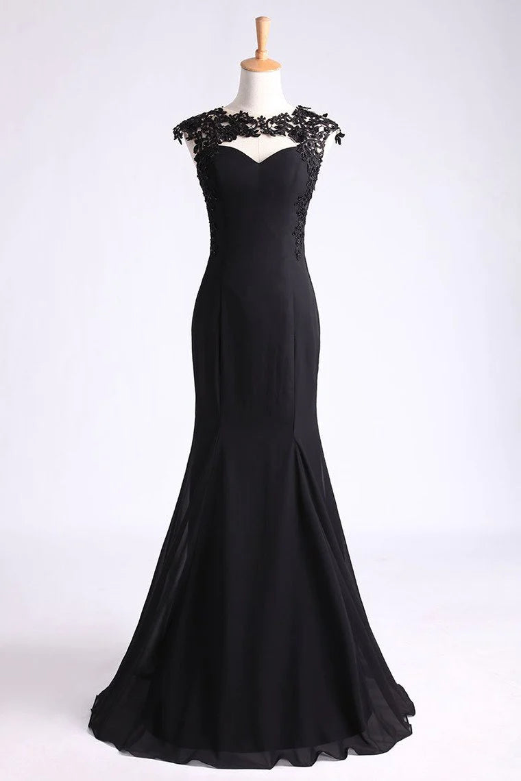 Scoop Party Dresses Mermaid Chiffon With Applique