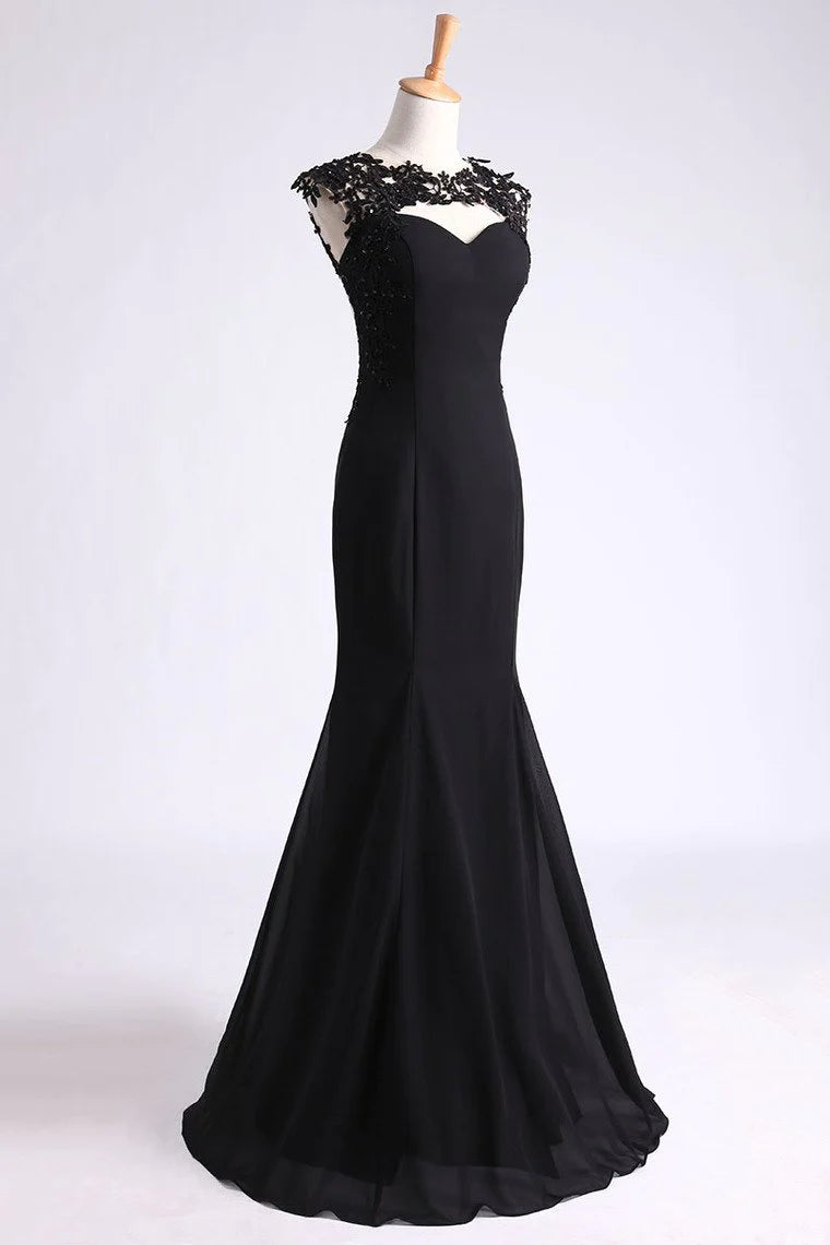 Scoop Party Dresses Mermaid Chiffon With Applique