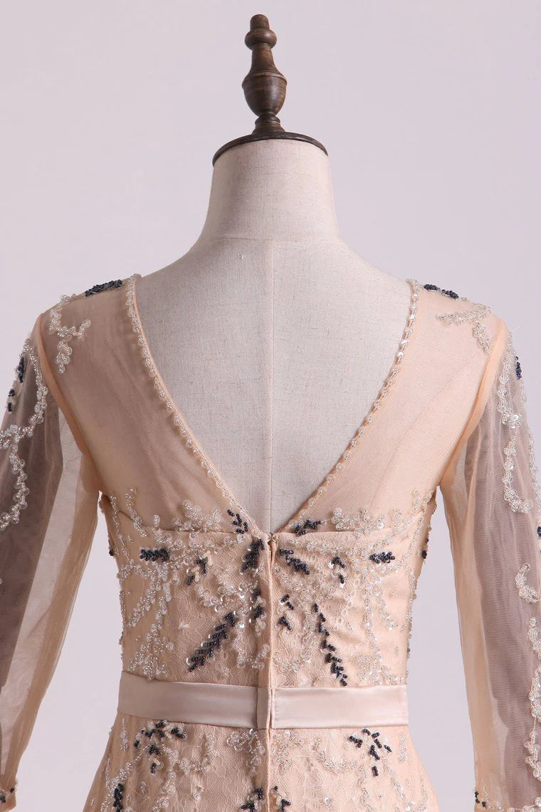 Party Dresses Sheath With Beads And Sash Sweep Train