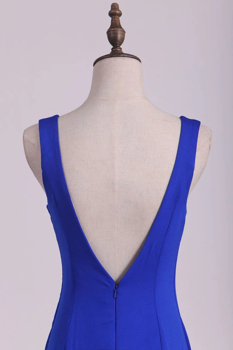 Sexy Open Back Party Dresses Mermaid V Neck Court Train Spandex