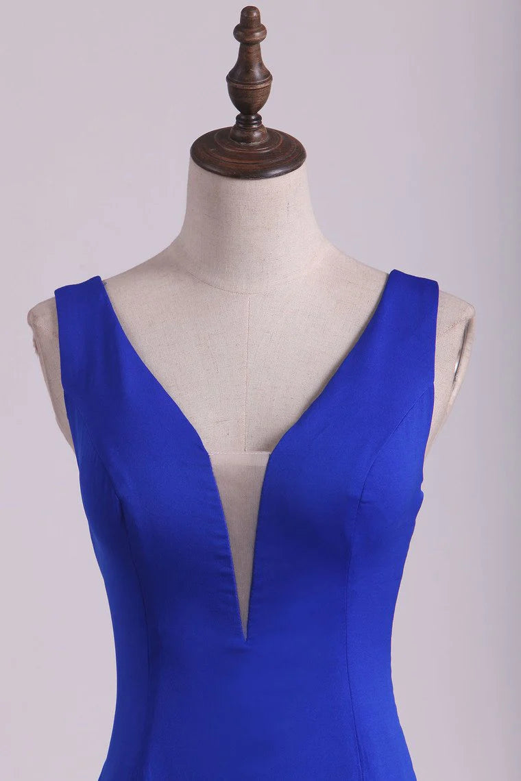 Sexy Open Back Party Dresses Mermaid V Neck Court Train Spandex