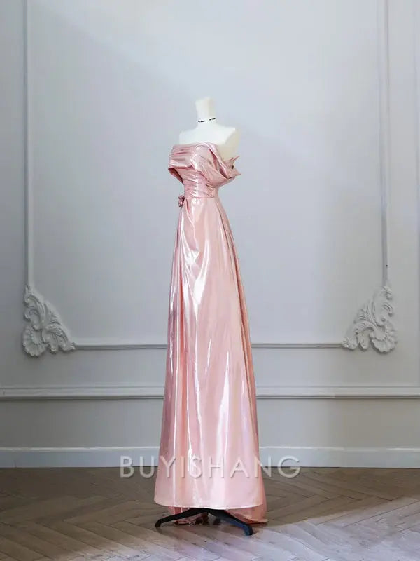 Buyishang Sexy A Line Off The Shoulder Sequin Pink Long Prom Dresses Evening Gowns