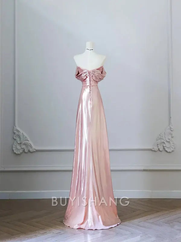 Buyishang Sexy A Line Off The Shoulder Sequin Pink Long Prom Dresses Evening Gowns