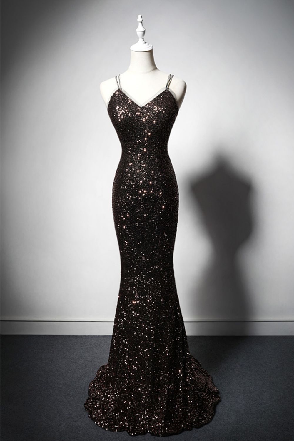 Sexy Mermaid Spaghetti Straps Open Back Long Prom Dress