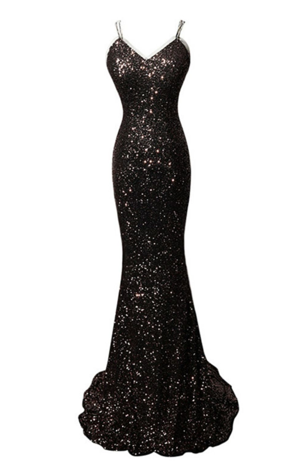 Sexy Mermaid Spaghetti Straps Open Back Long Prom Dress