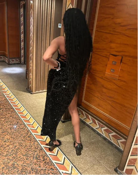 Buyishang Sexy Mermaid Spaghetti Straps Sequin Slit Black Long Prom Dresses Party Dress