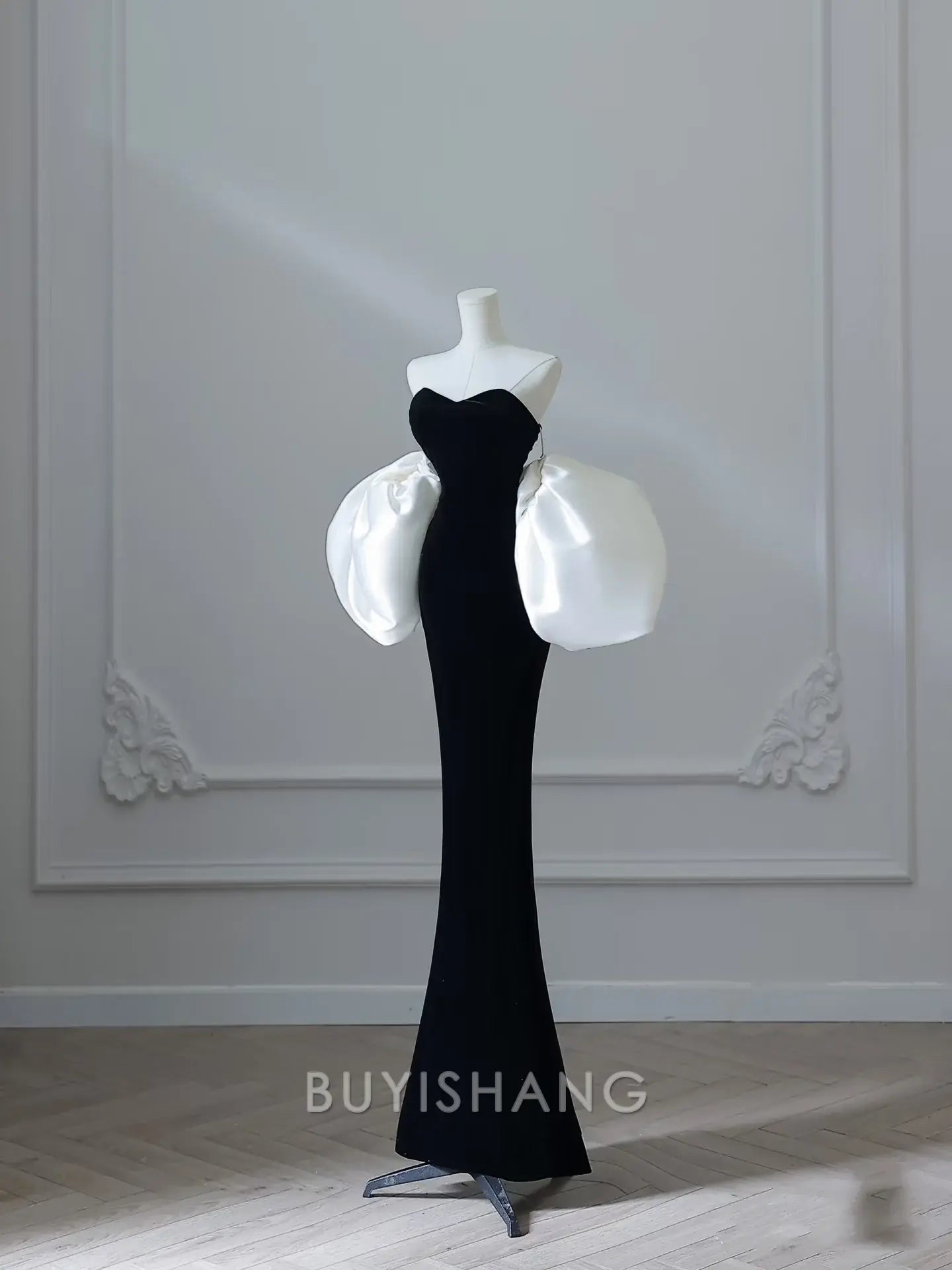 Buyishang Sexy Mermaid Sweetheart Black Velvet Long Prom Dresses Evening Gowns