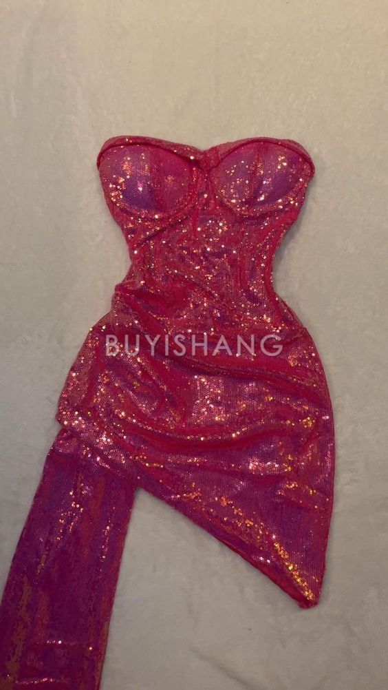 Buyishang Sexy Sheath Strapless 18th Birthday Dress Sequin Homecoming Dresses Short Mini Party Dress