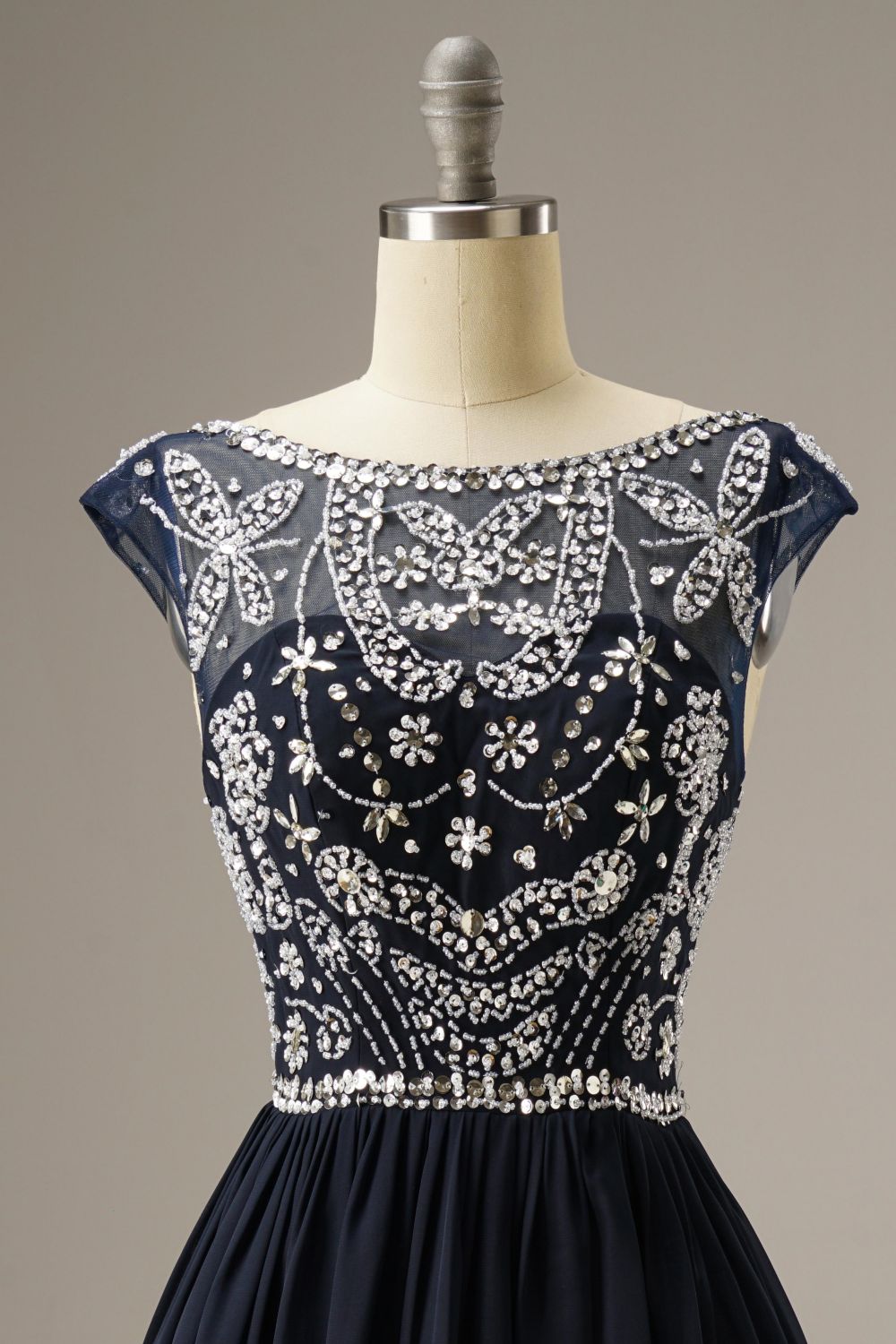 Short-Mini Cap Sleeves Party Dress WIth Beading