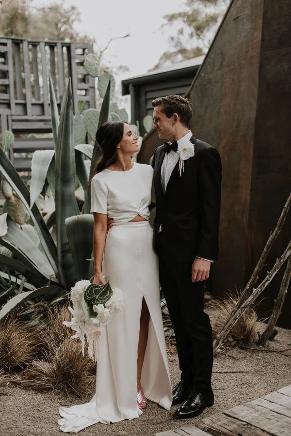 Buyishang Sheath Engaged Noivas Wedding Dresses With Slit