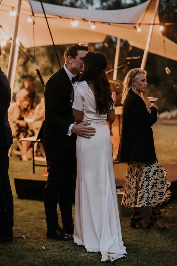 Buyishang Sheath Engaged Noivas Wedding Dresses With Slit