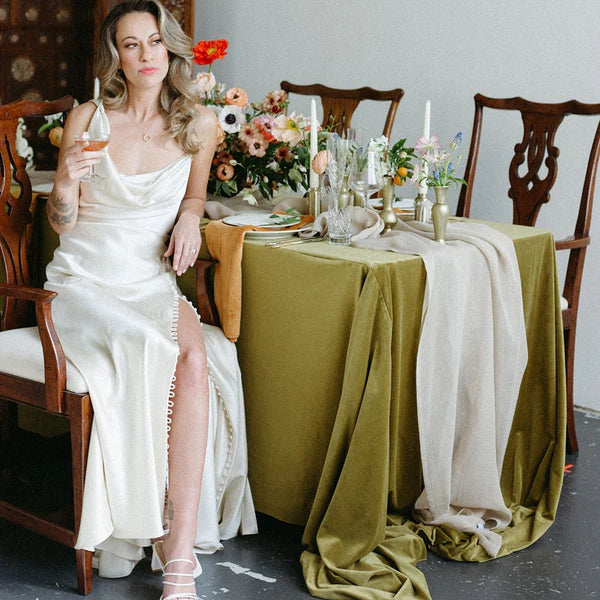 Buyishang Cowl Neck Ivory Sheath Satin Wedding Dresses with Button Slit