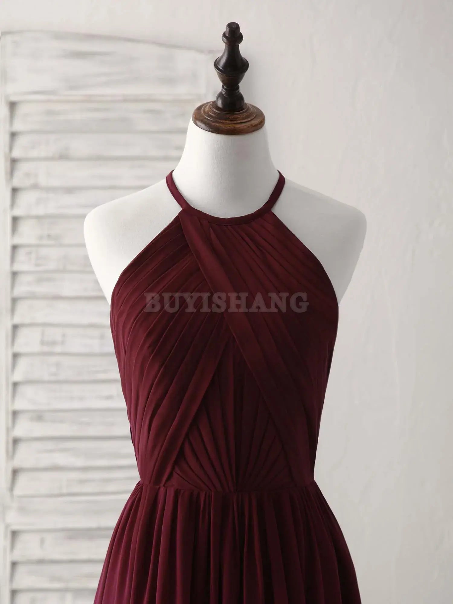 Buyishang Simple Burgundy Chiffon Long Prom Dress Burgundy Evening Dress Bridesmaid dress shop