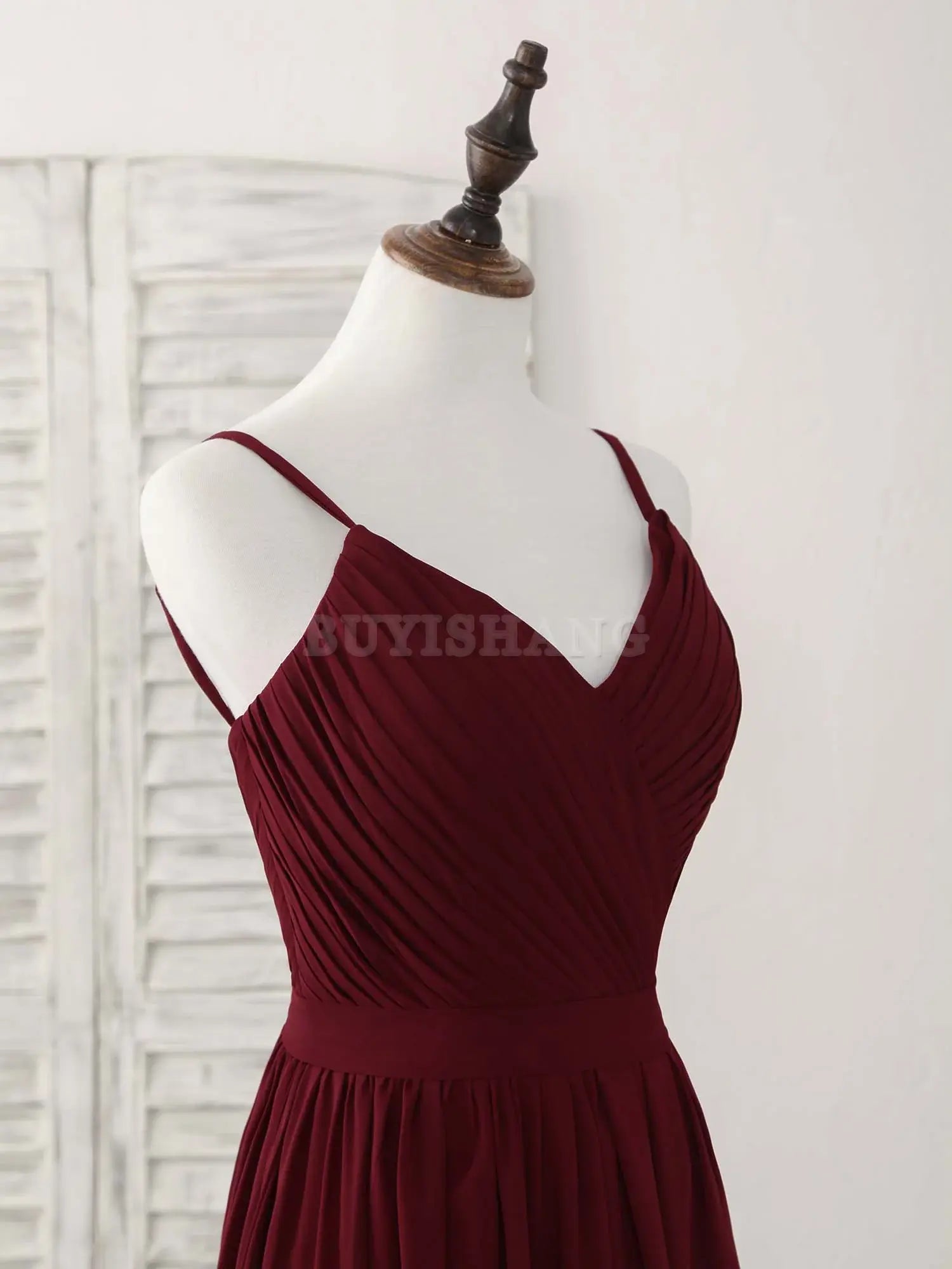 Buyishang Simple Burgundy Chiffon Long Prom Dress Burgundy Evening Dress Bridesmaid dress shop