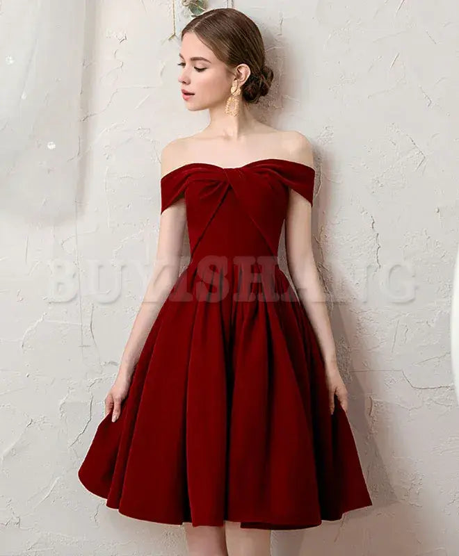 Buyishang Simple Burgundy Short Prom Dress Burgundy Homecoming Dress prom dress in store
