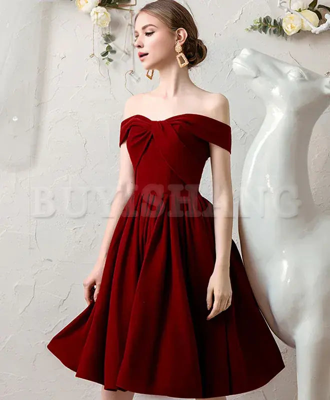 Buyishang Simple Burgundy Short Prom Dress Burgundy Homecoming Dress prom dress in store
