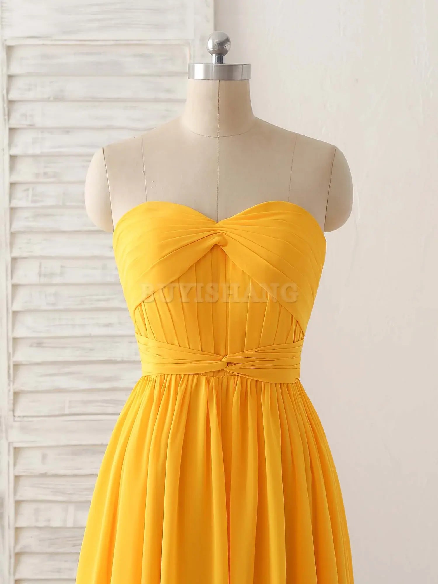 Buyishang Simple Chiffon Yellow Long Prom Dress Simple Bridesmaid Dress Bridesmaid dress shop