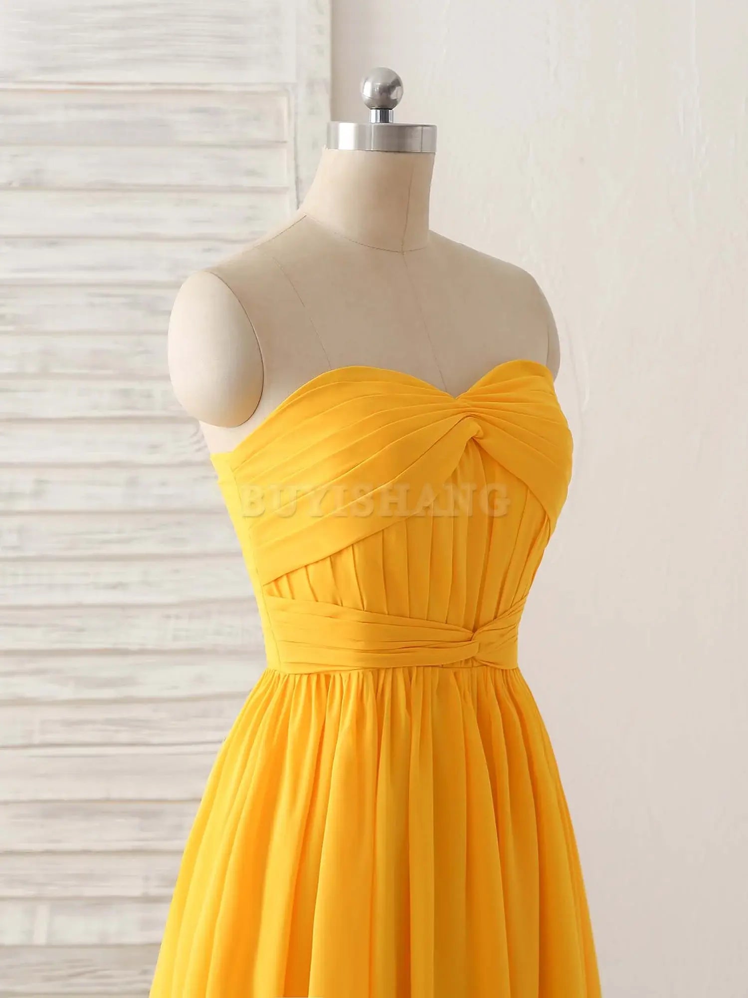 Buyishang Simple Chiffon Yellow Long Prom Dress Simple Bridesmaid Dress Bridesmaid dress shop