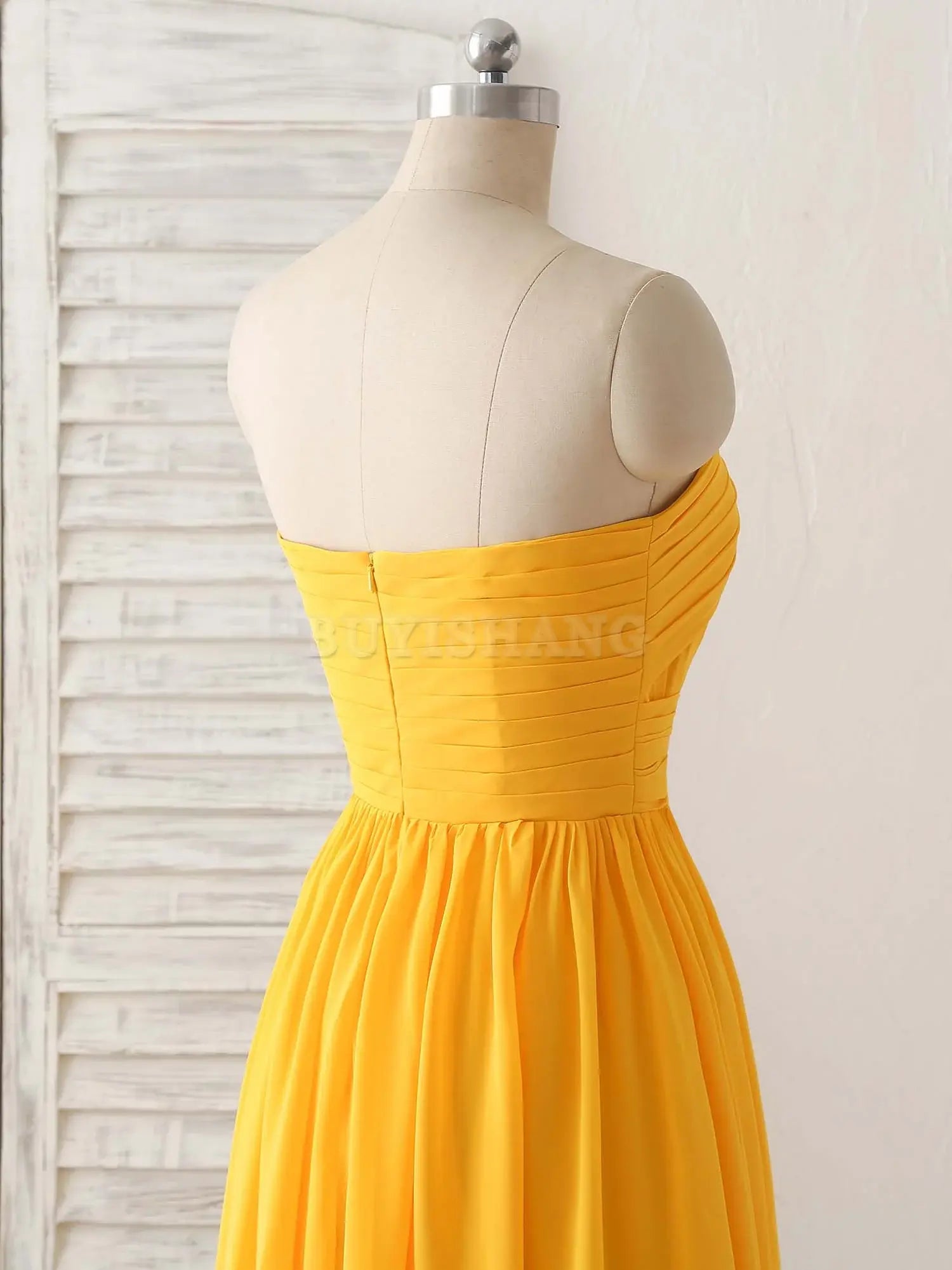 Buyishang Simple Chiffon Yellow Long Prom Dress Simple Bridesmaid Dress Bridesmaid dress shop