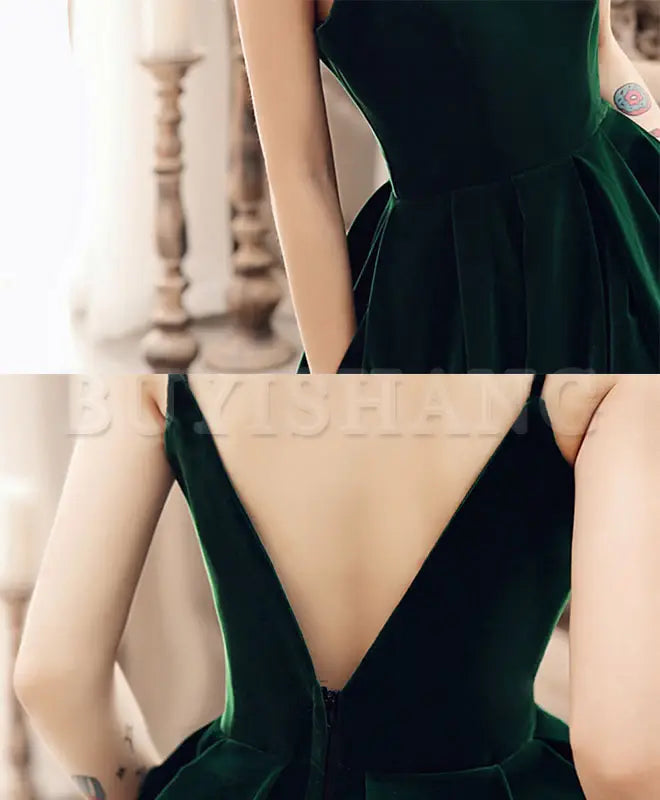 Buyishang Simple Green Short Prom Dress Green Bridesmaid Dress prom dress in store