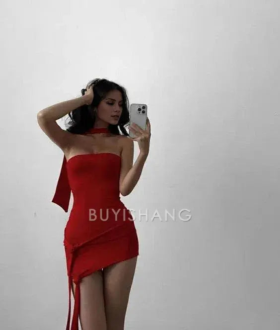 Buyishang Simple Sheath Red Homecoming Dresses Short Hoco Dress For Teens