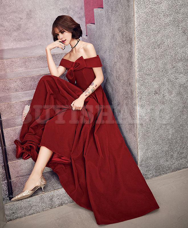 Buyishang Simple Sweetheart Burgundy Long Prom Dress Evening Dress prom dress in store